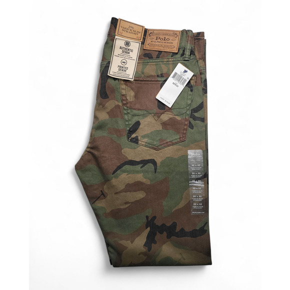 NWT Polo Ralph Lauren Men's Varick Slim Straight Pony Camo Jeans Crowell 32, 34 - Picture 2 of 11